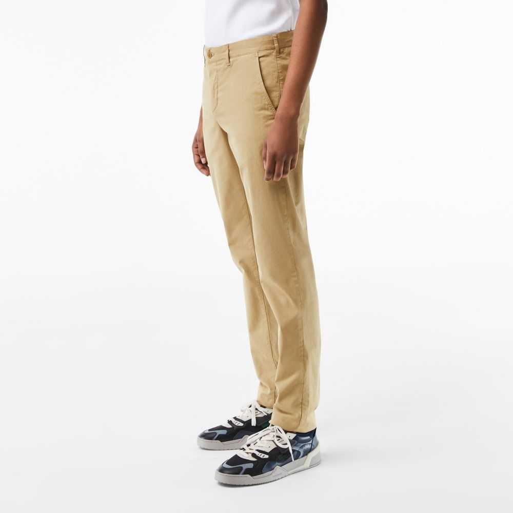 Lacoste Slim Fit Stretch Bomull Chinos Beige | 7248-DPCQU