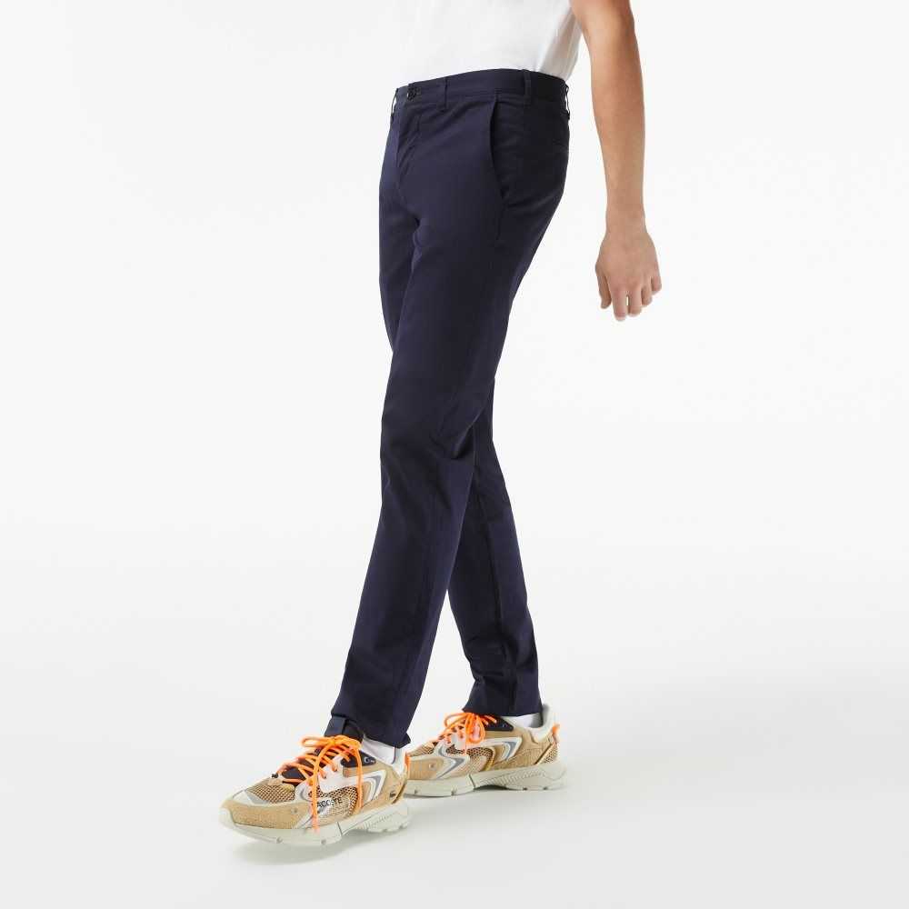 Lacoste Slim Fit Stretch Bomull Chinos Marineblå Blå | 0784-JPNAD