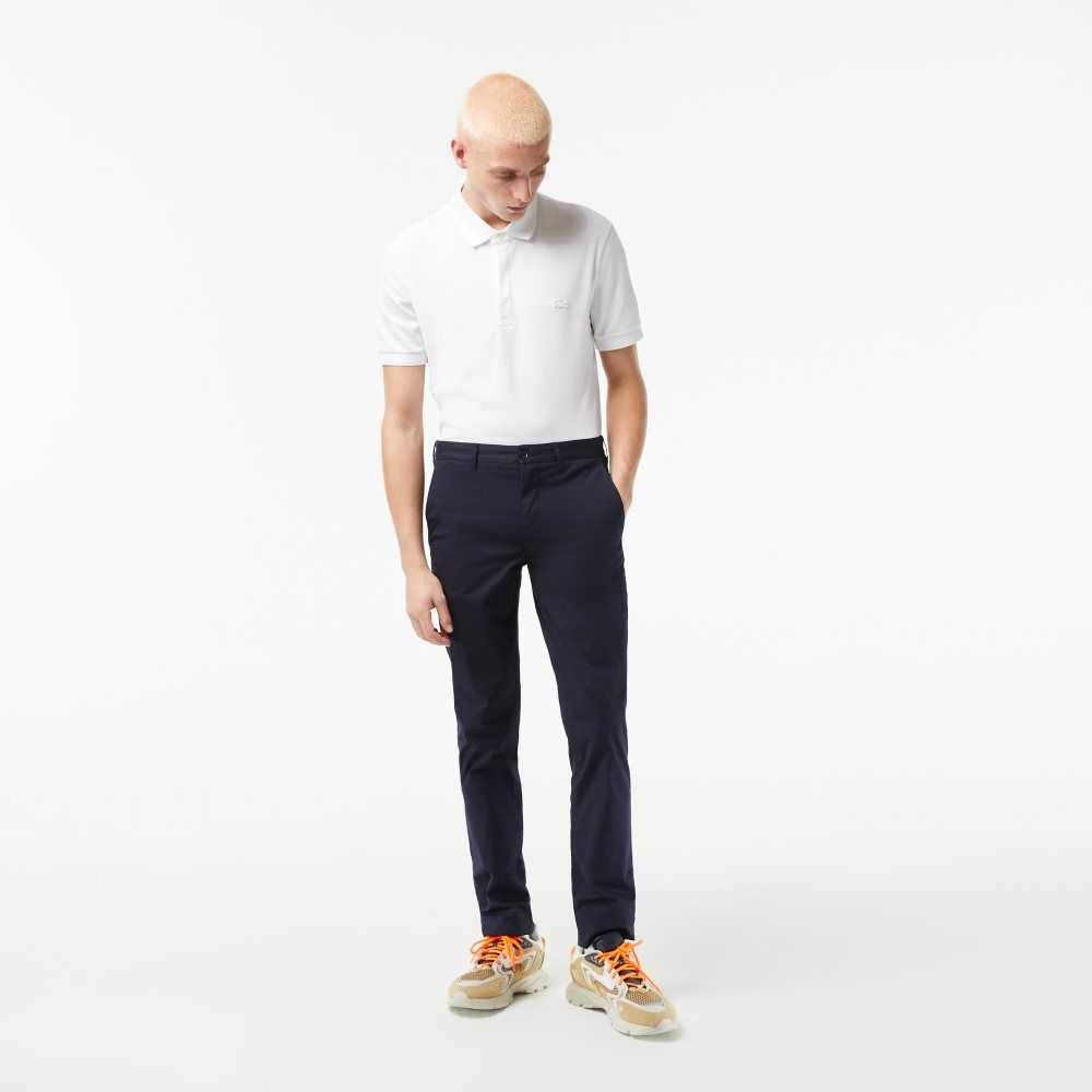 Lacoste Slim Fit Stretch Bomull Chinos Marineblå Blå | 0784-JPNAD