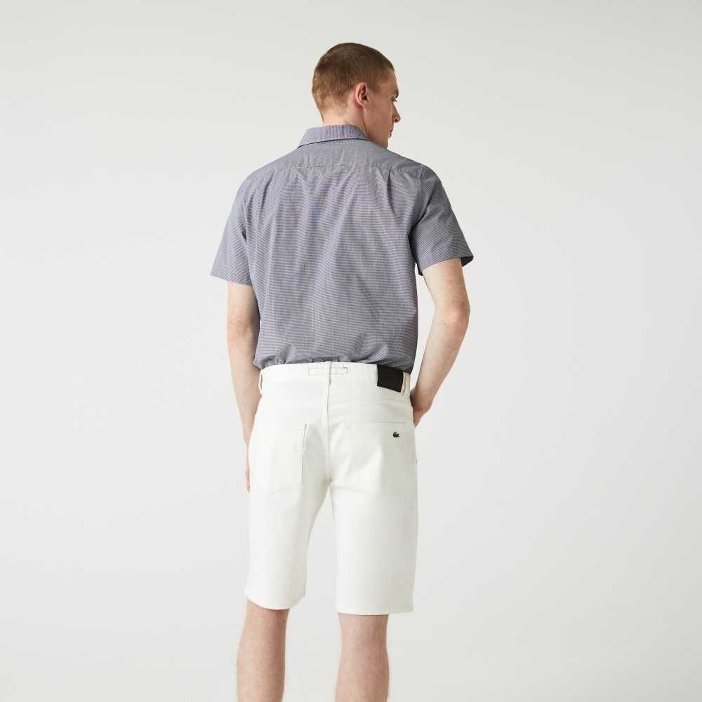 Lacoste Slim Fit Stretch Bomull Denim Bermuda Hvite | 1579-OEKJZ