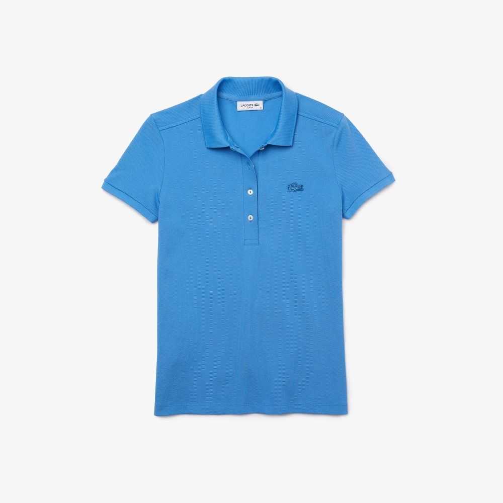 Lacoste Slim Fit Stretch Bomull Pique Blå | 6430-CANEH