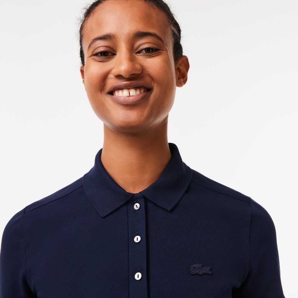 Lacoste Slim Fit Stretch Bomull Pique Marineblå Blå | 7084-ZNRXK