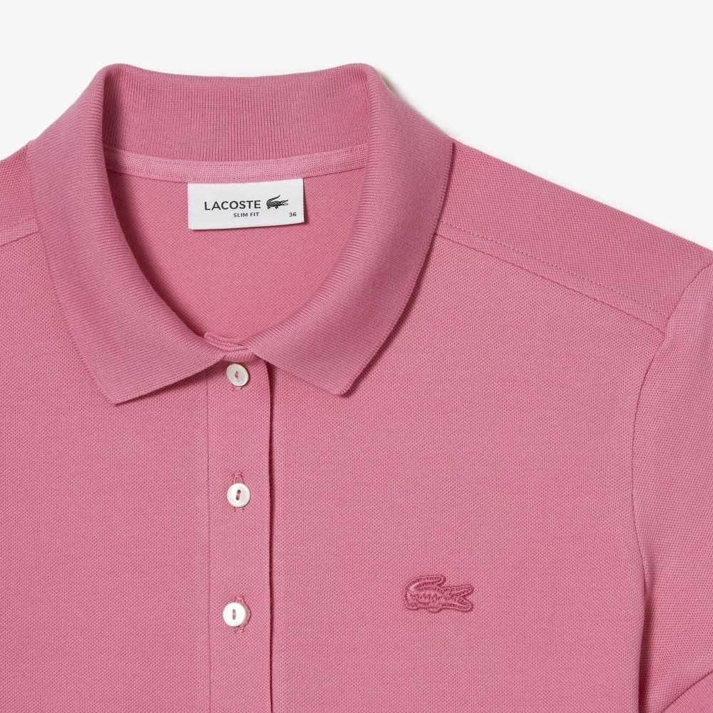 Lacoste Slim Fit Stretch Bomull Pique Rosa | 4981-ONESA