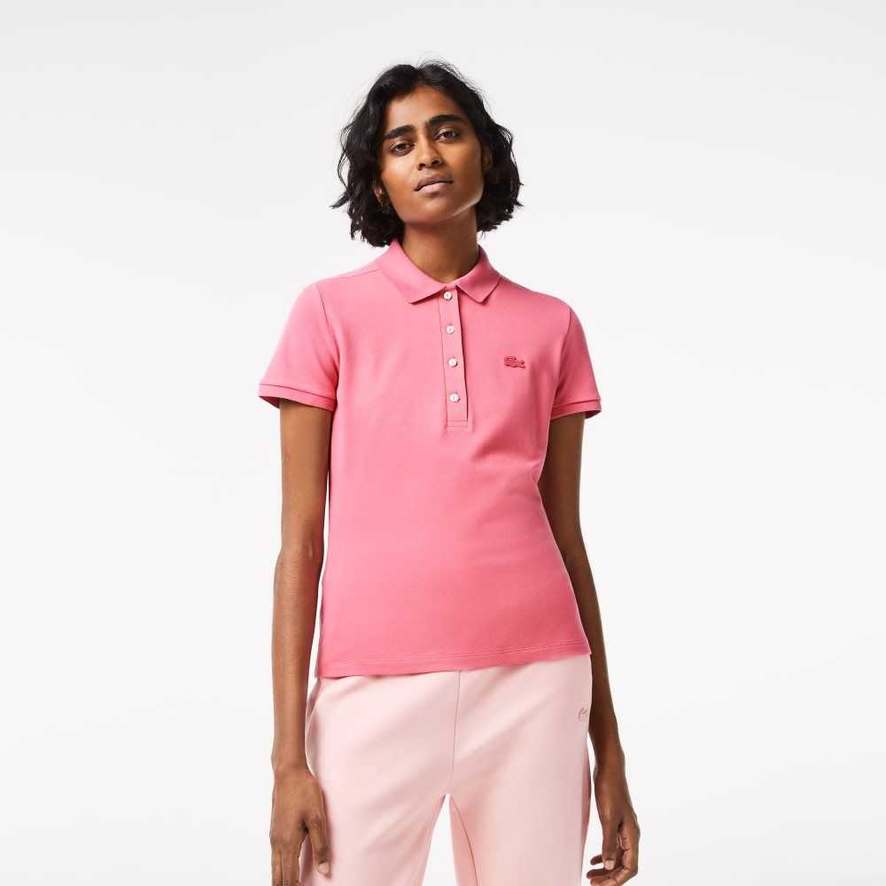 Lacoste Slim Fit Stretch Bomull Pique Rosa | 4981-ONESA