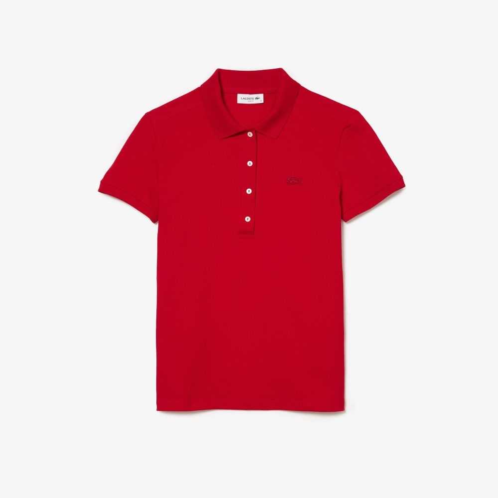 Lacoste Slim Fit Stretch Bomull Pique Rød | 4182-FKDBX