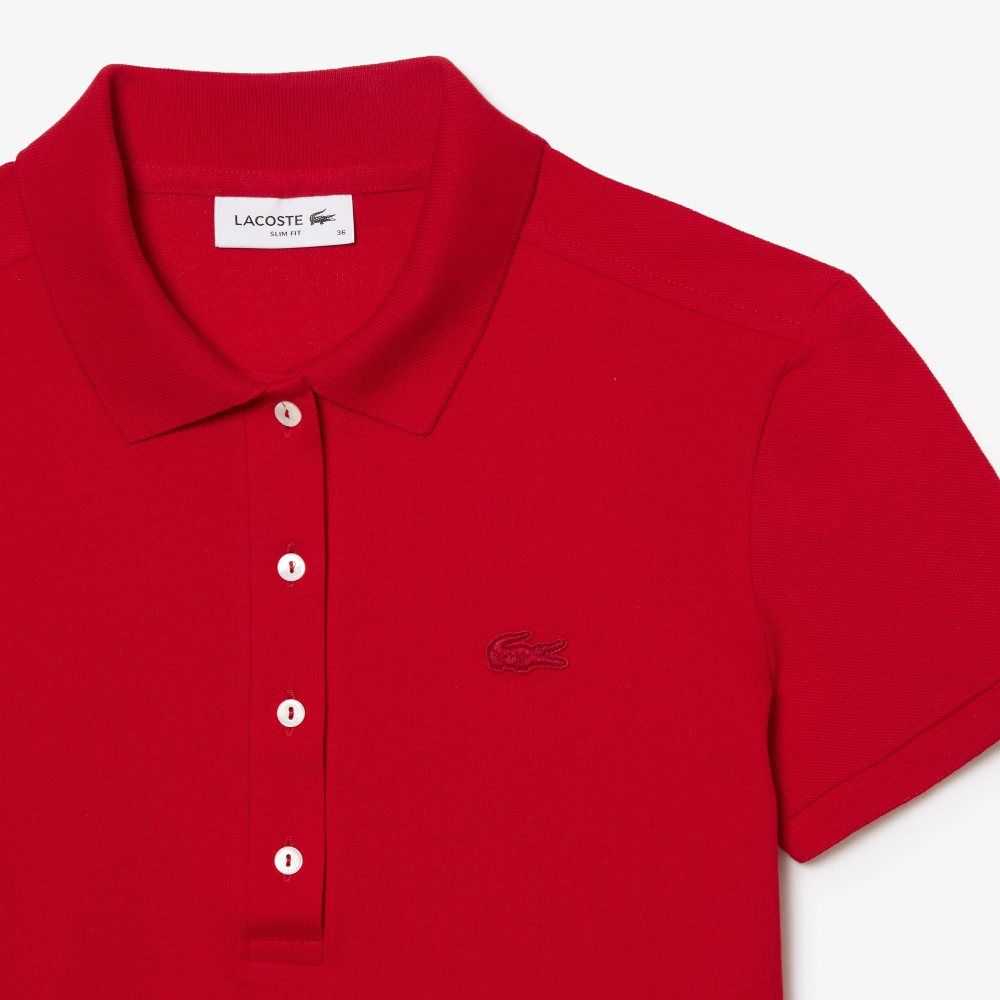 Lacoste Slim Fit Stretch Bomull Pique Rød | 4182-FKDBX