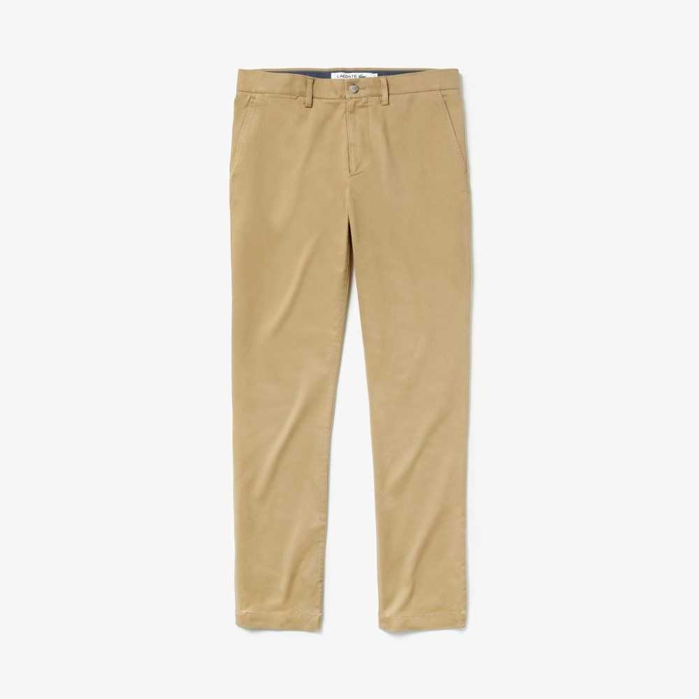 Lacoste Slim Fit Stretch Gabardine Beige | 9281-HTZMC