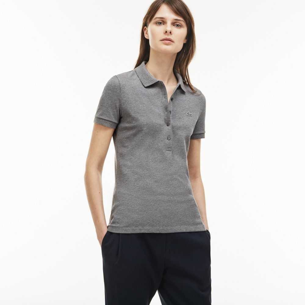 Lacoste Slim Fit Stretch Mini Bomull Pique Grå | 5670-VKLZF