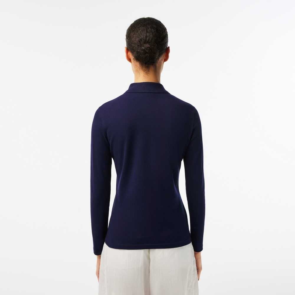 Lacoste Slim Fit Stretch Pique Marineblå Blå | 8126-TEZLJ