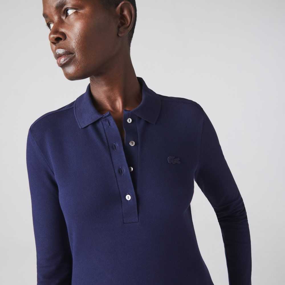 Lacoste Slim Fit Stretch Pique Marineblå Blå | 8126-TEZLJ