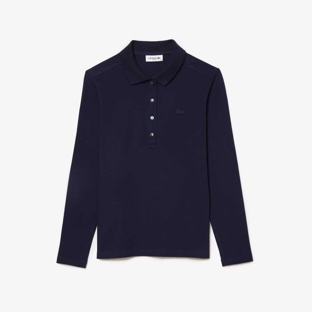 Lacoste Slim Fit Stretch Pique Marineblå Blå | 8126-TEZLJ