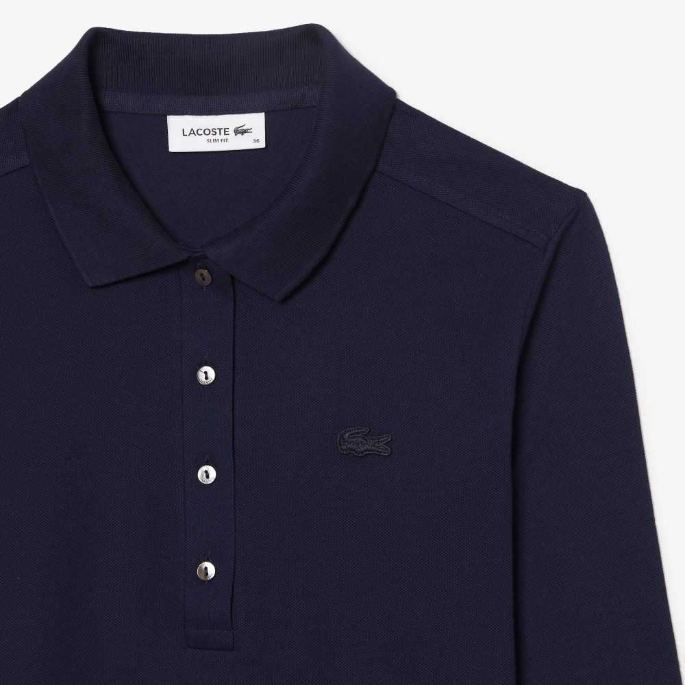 Lacoste Slim Fit Stretch Pique Marineblå Blå | 8126-TEZLJ