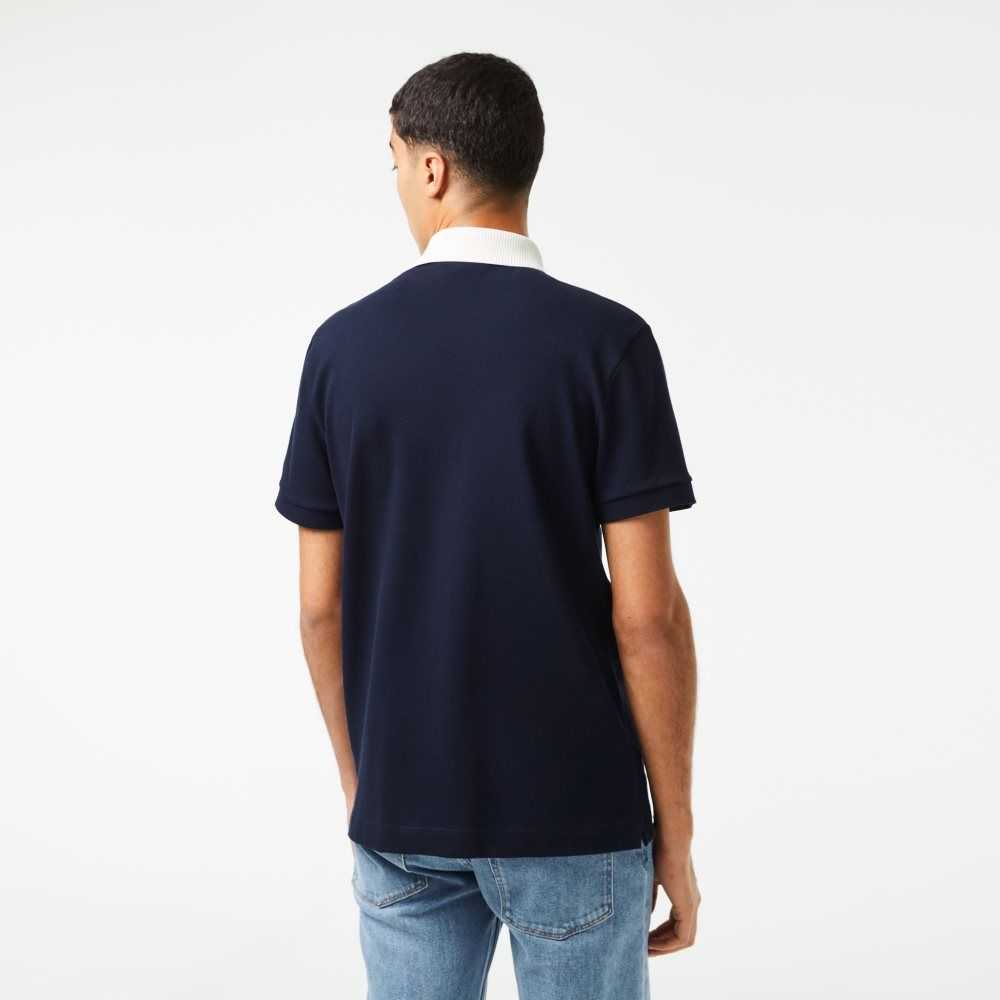 Lacoste Smart Paris with cotton Petit Pique Marineblå Blå Hvite | 7951-IYKDX