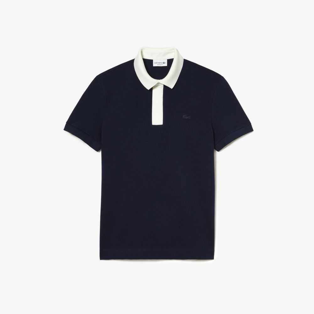 Lacoste Smart Paris with cotton Petit Pique Marineblå Blå Hvite | 7951-IYKDX