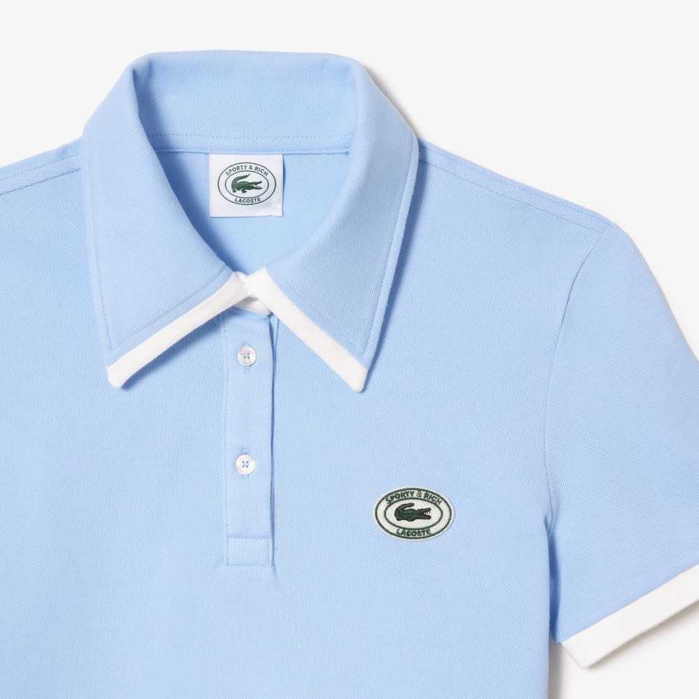 Lacoste Sports & Rich Contrast Collar Blå Hvite | 0358-PSHLO