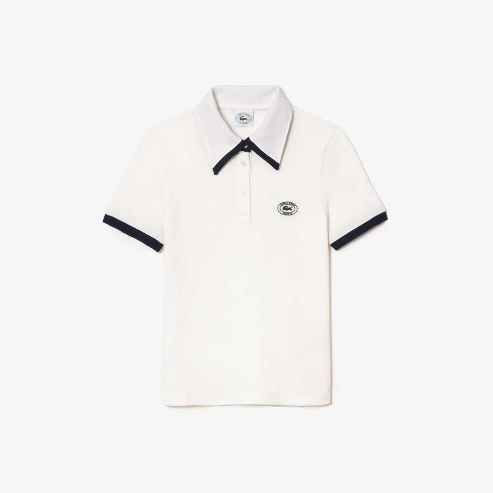 Lacoste Sports & Rich Contrast Collar Hvite Marineblå Blå | 7492-MHSIB