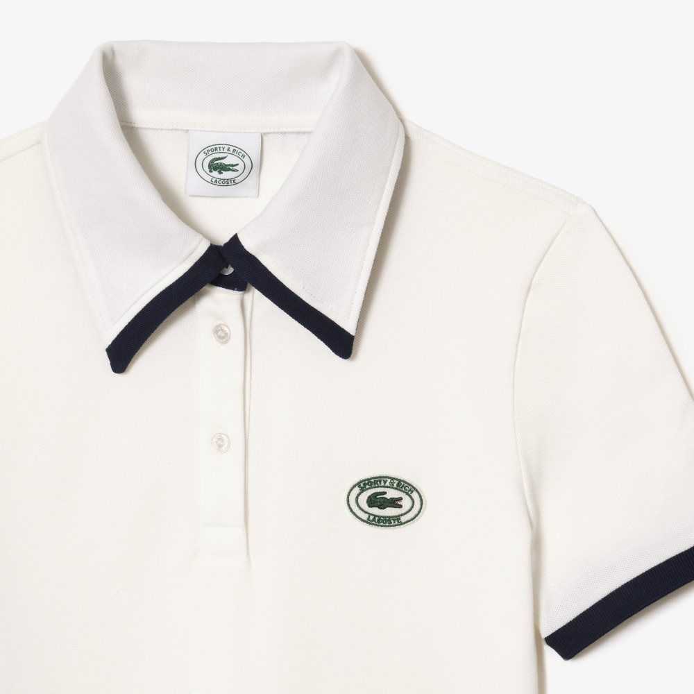 Lacoste Sports & Rich Contrast Collar Hvite Marineblå Blå | 7492-MHSIB