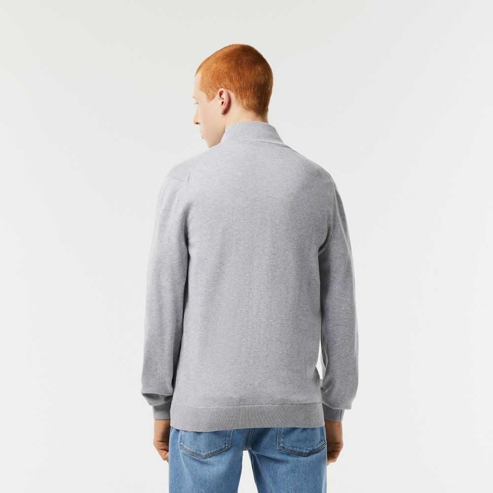 Lacoste Stand-Up Collar Organic Bomull Zippered Grå | 2913-EWDQV