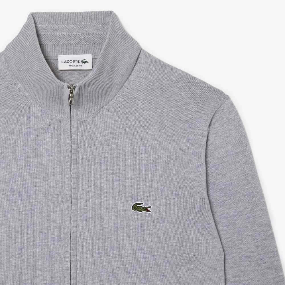 Lacoste Stand-Up Collar Organic Bomull Zippered Grå | 2913-EWDQV