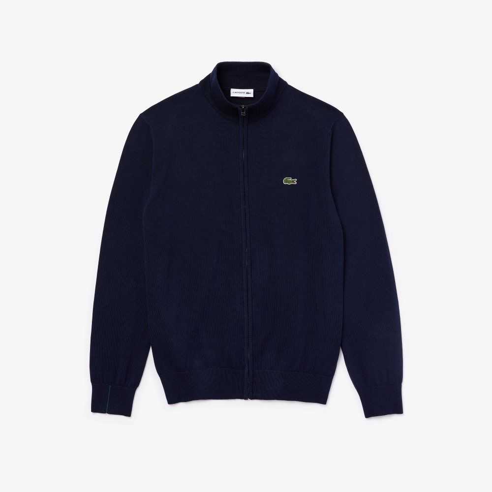 Lacoste Stand-Up Collar Organic Bomull Zippered Marineblå Blå | 5137-RQKCO