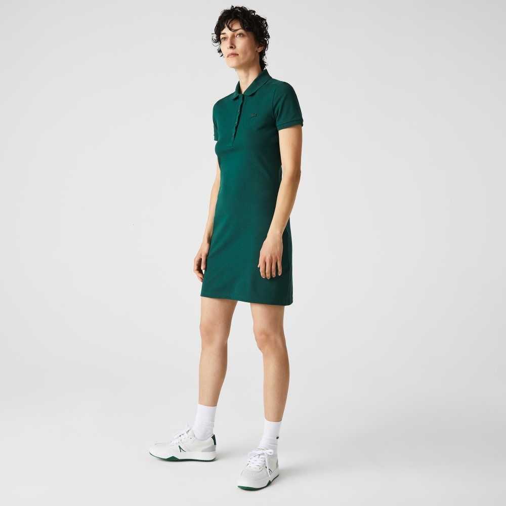 Lacoste Stretch Bomull Pique Polo Grønn | 2487-DSNMT