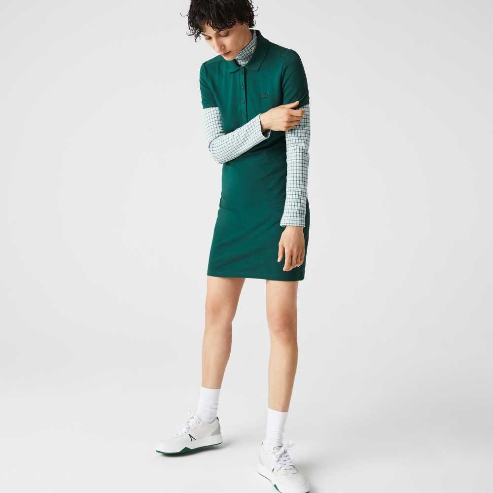 Lacoste Stretch Bomull Pique Polo Grønn | 2487-DSNMT