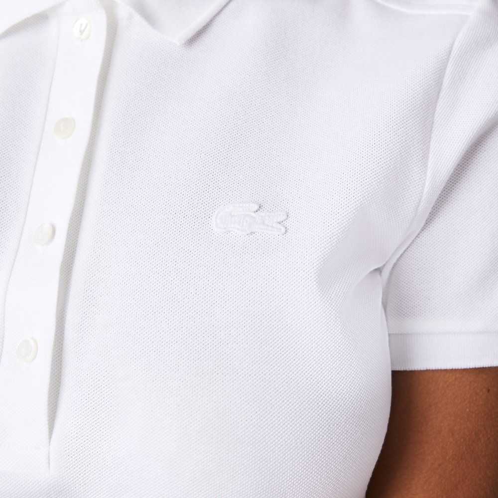 Lacoste Stretch Bomull Pique Polo Hvite | 0451-SLQIN