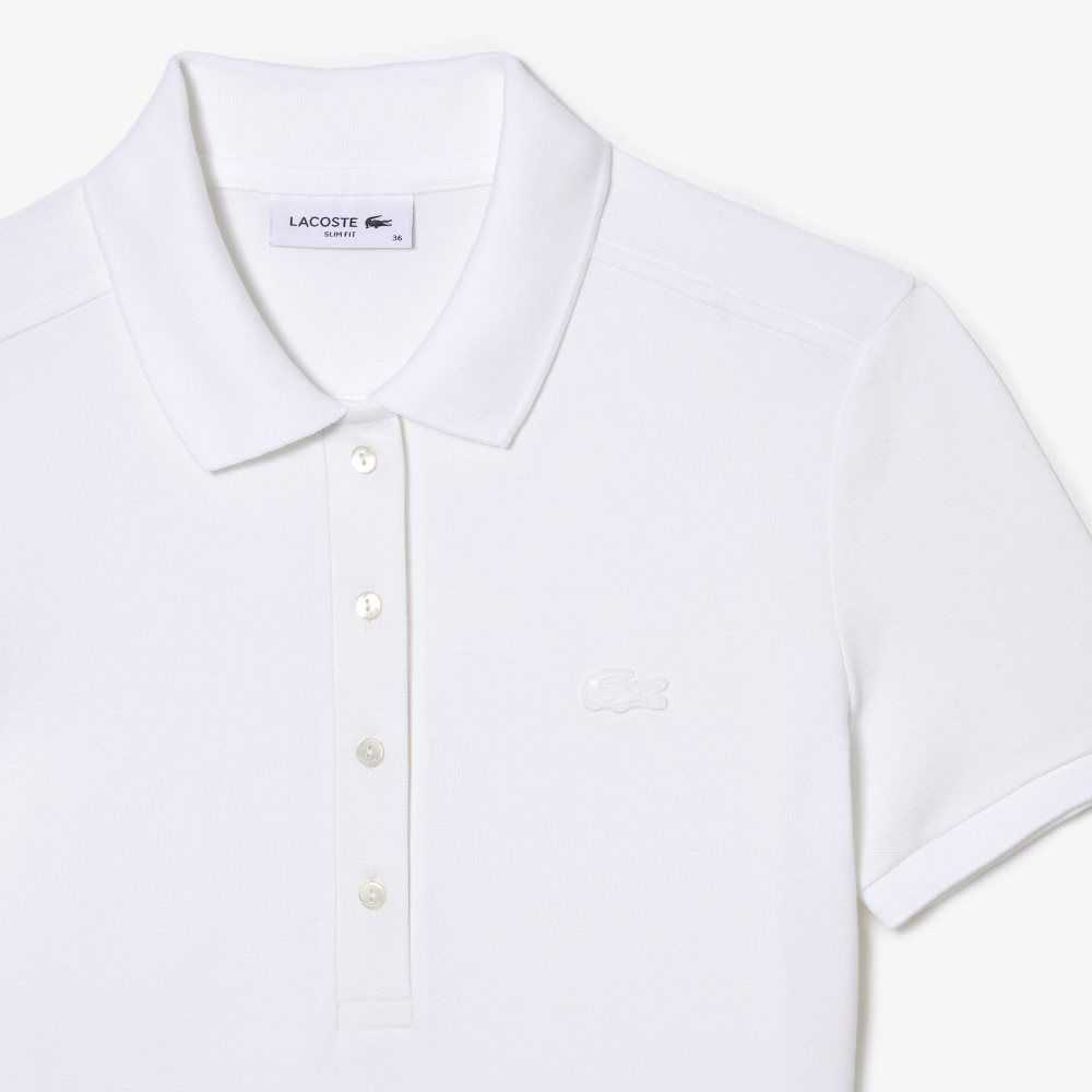 Lacoste Stretch Bomull Pique Polo Hvite | 0451-SLQIN