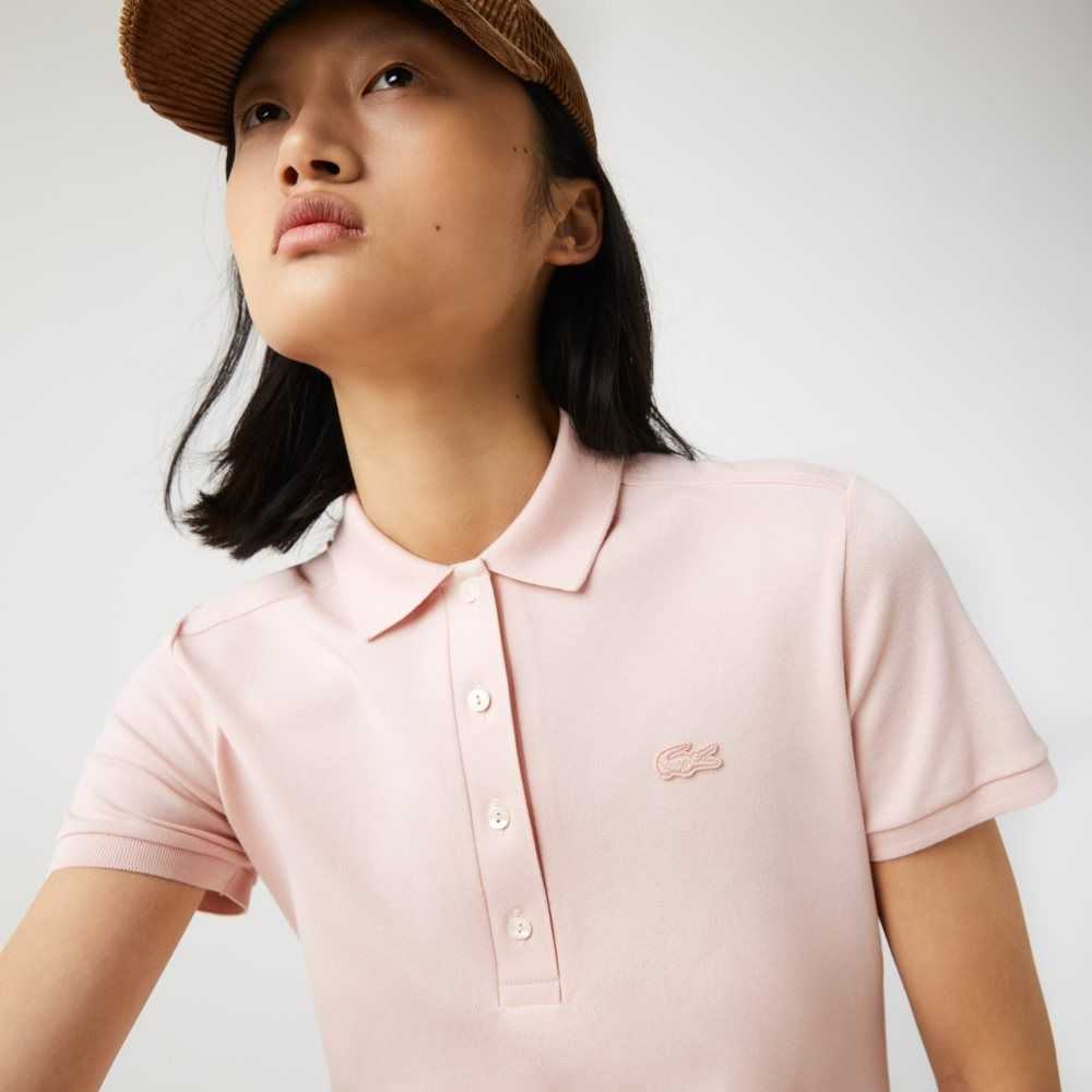 Lacoste Stretch Bomull Pique Polo Lyse Rosa | 5243-ZHFBE