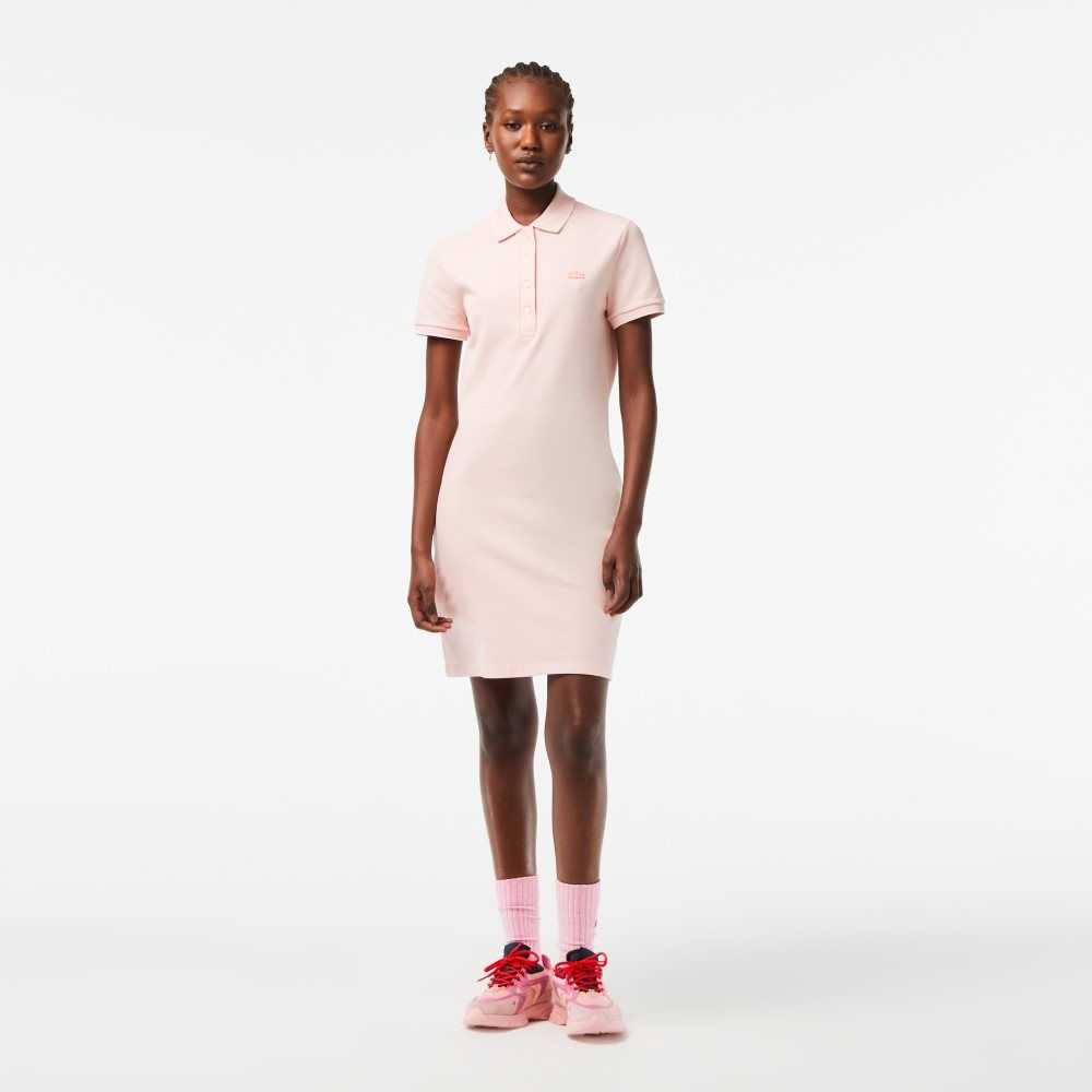 Lacoste Stretch Bomull Pique Polo Lyse Rosa | 5243-ZHFBE