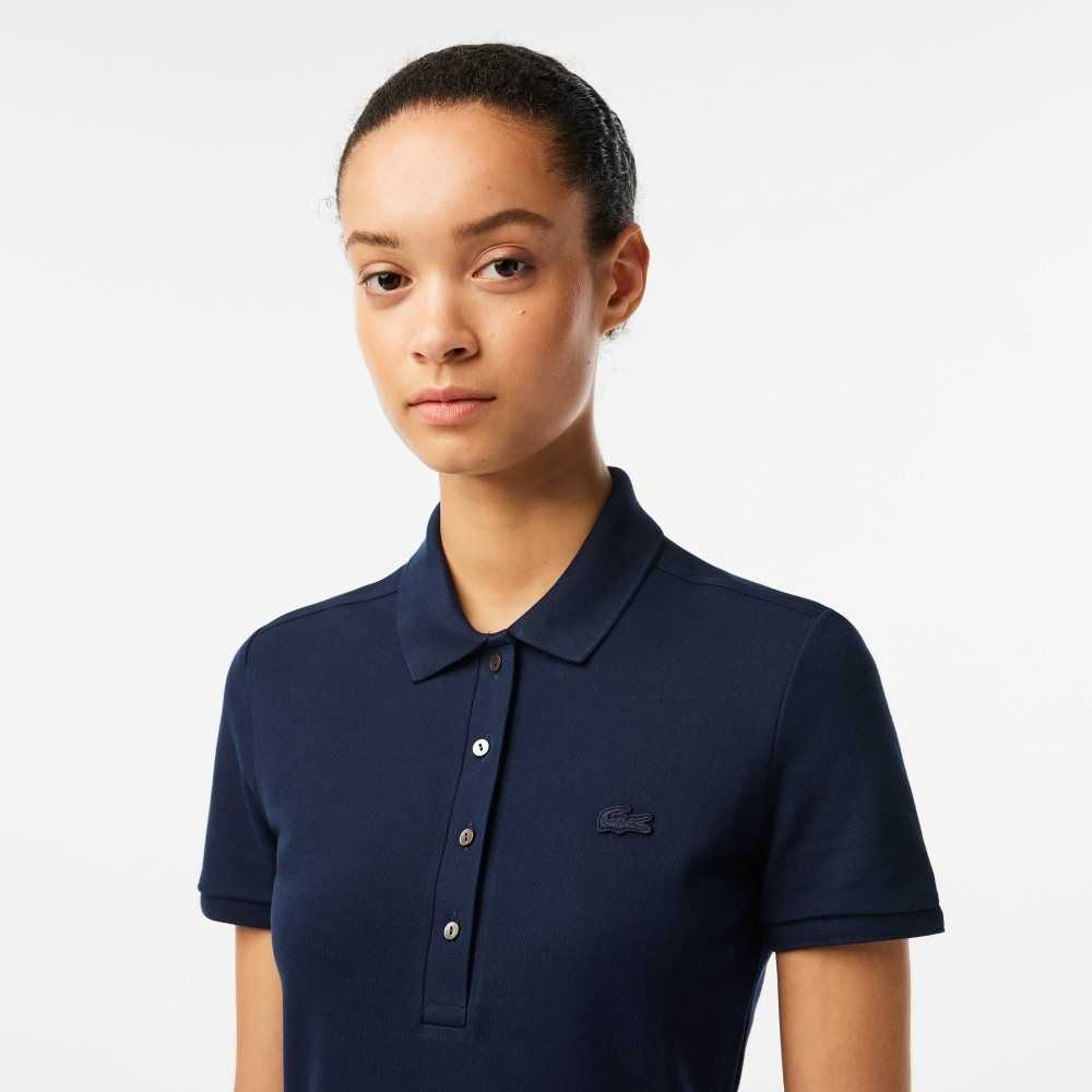 Lacoste Stretch Bomull Pique Polo Marineblå Blå | 0923-EMIFV