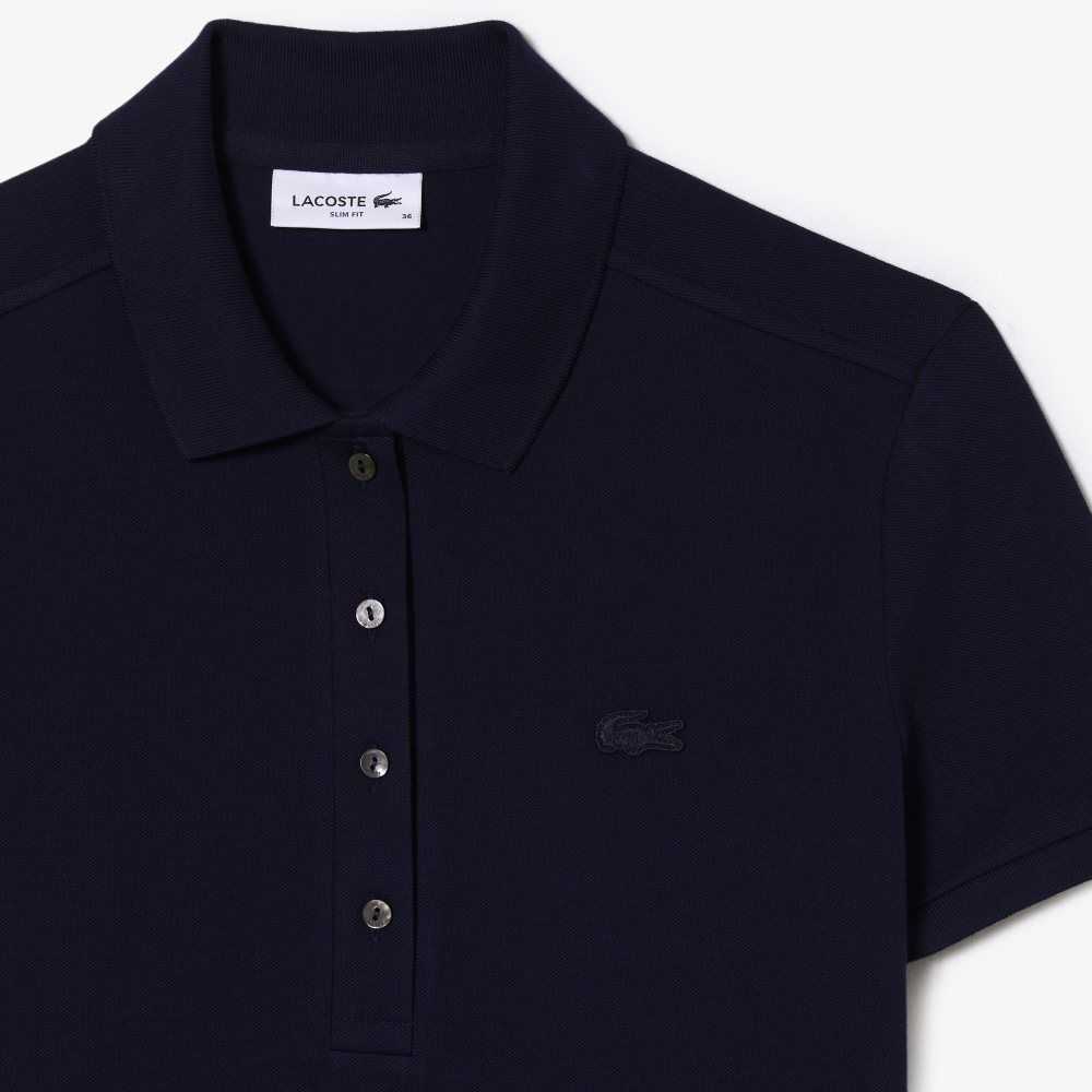 Lacoste Stretch Bomull Pique Polo Marineblå Blå | 0923-EMIFV