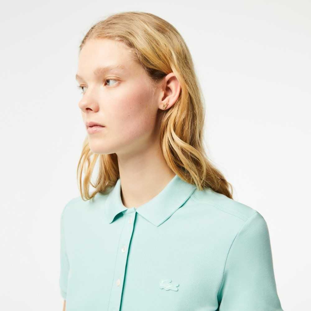 Lacoste Stretch Bomull Pique Polo Mint | 8417-FUNHW