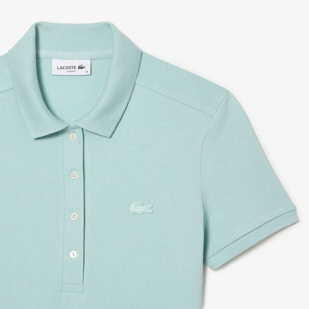 Lacoste Stretch Bomull Pique Polo Mint | 8417-FUNHW