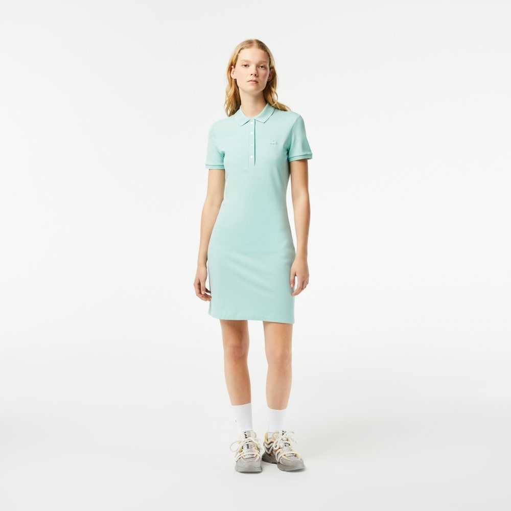 Lacoste Stretch Bomull Pique Polo Mint | 8417-FUNHW