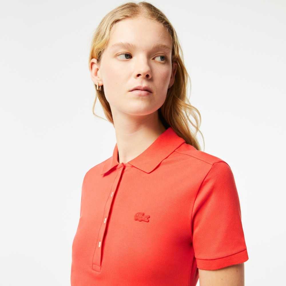 Lacoste Stretch Bomull Pique Polo Oransje | 2419-PAEKT