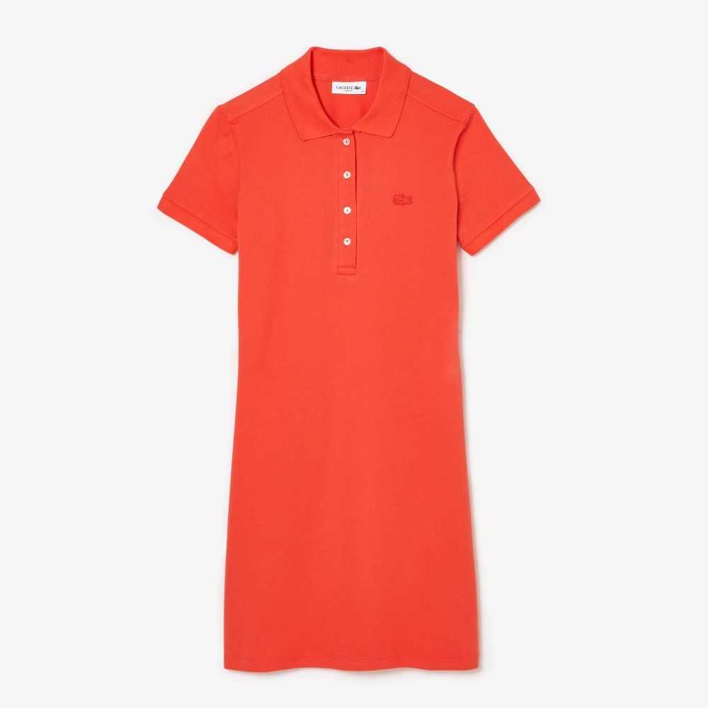 Lacoste Stretch Bomull Pique Polo Oransje | 2419-PAEKT