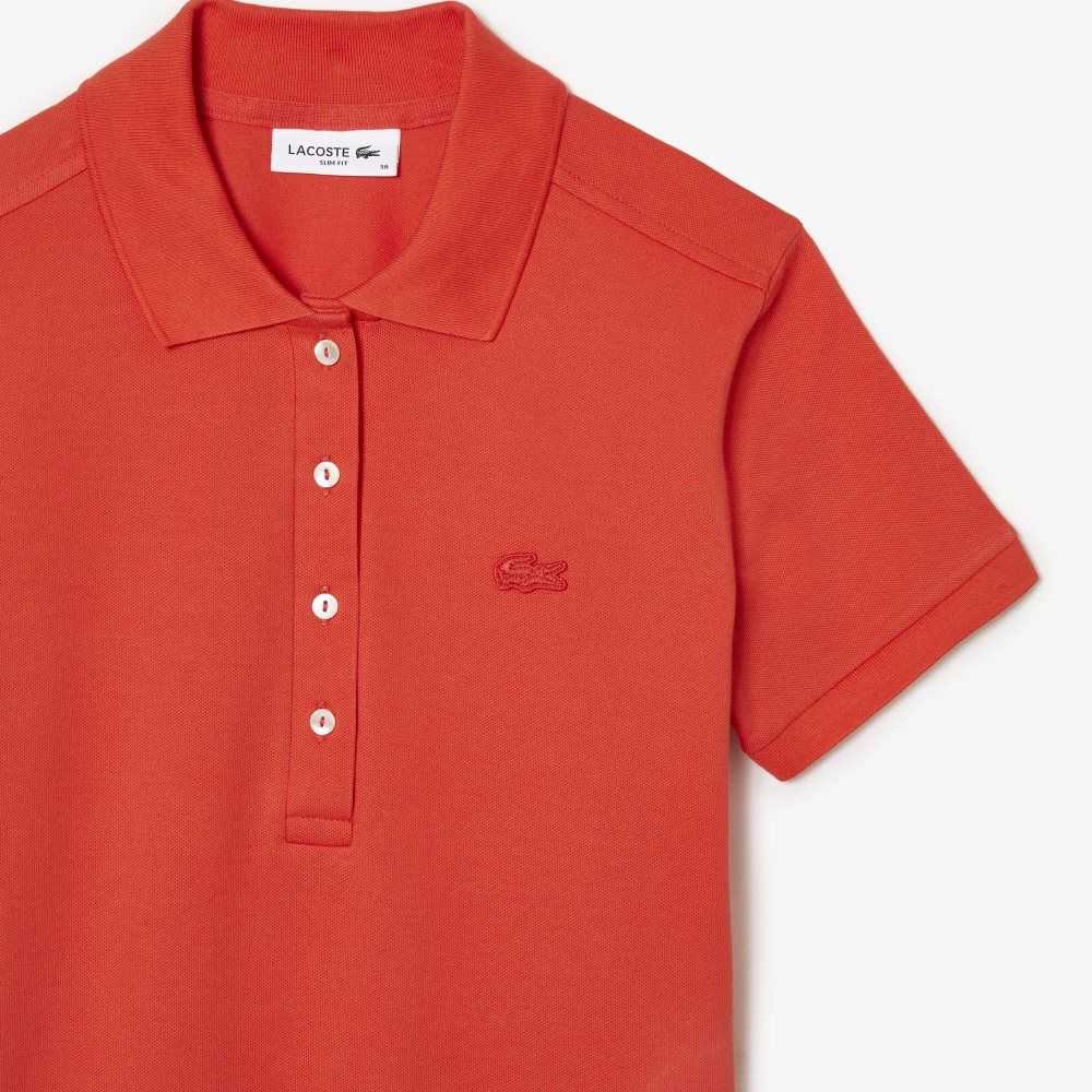 Lacoste Stretch Bomull Pique Polo Oransje | 2419-PAEKT