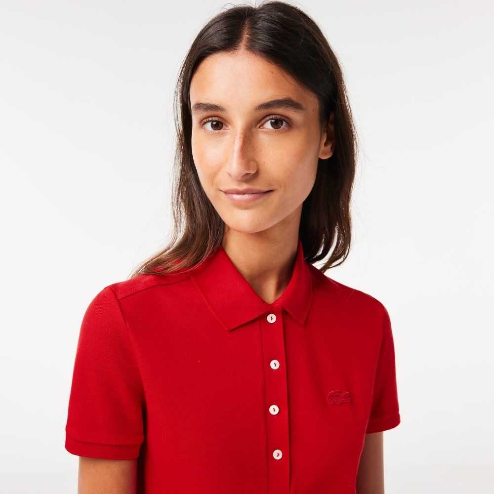 Lacoste Stretch Bomull Pique Polo Rød | 4071-BXPDS