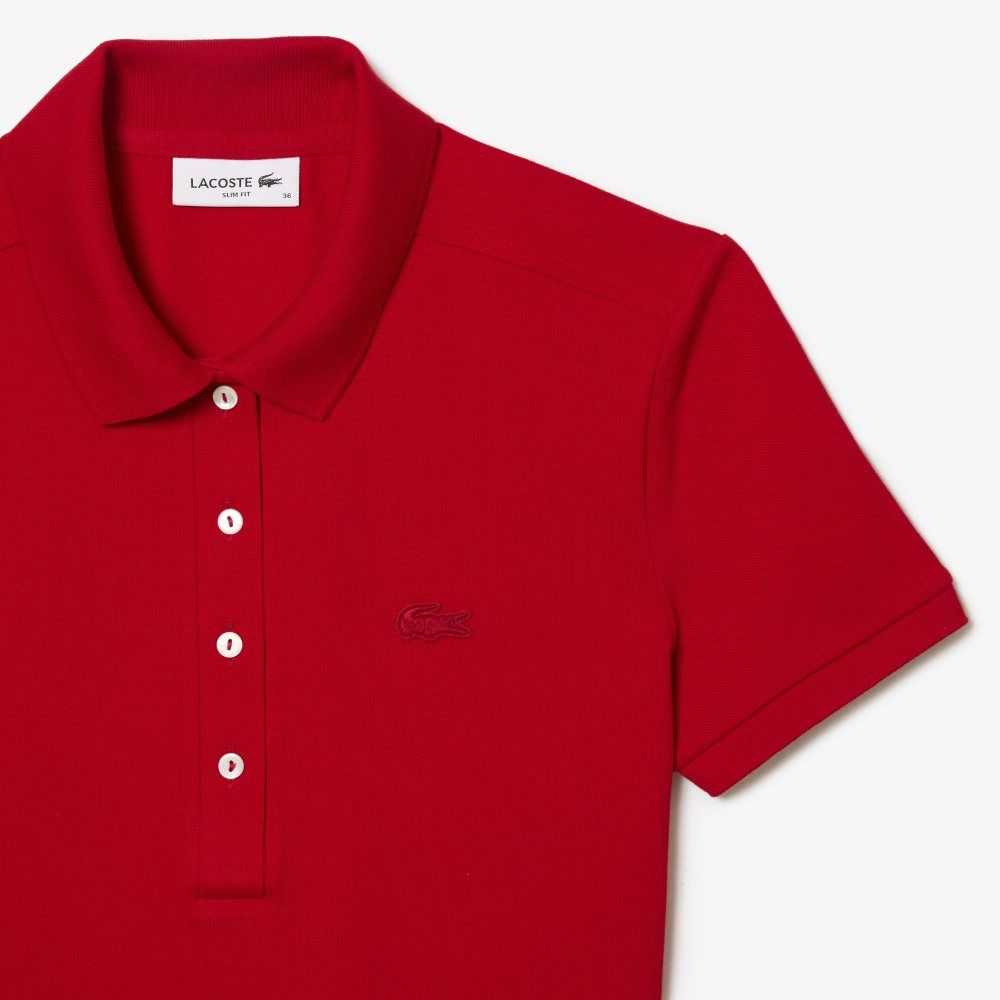 Lacoste Stretch Bomull Pique Polo Rød | 4071-BXPDS