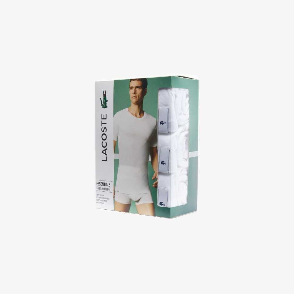 Lacoste T-Shirt 3-Pack Hvite | 9476-LKPUC