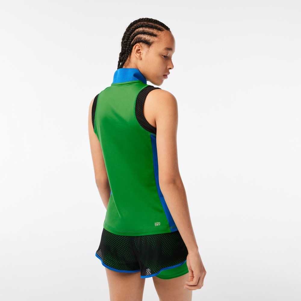 Lacoste Tennis Ermeløse Zip Neck Grønn Blå Svarte | 3194-RCGYJ