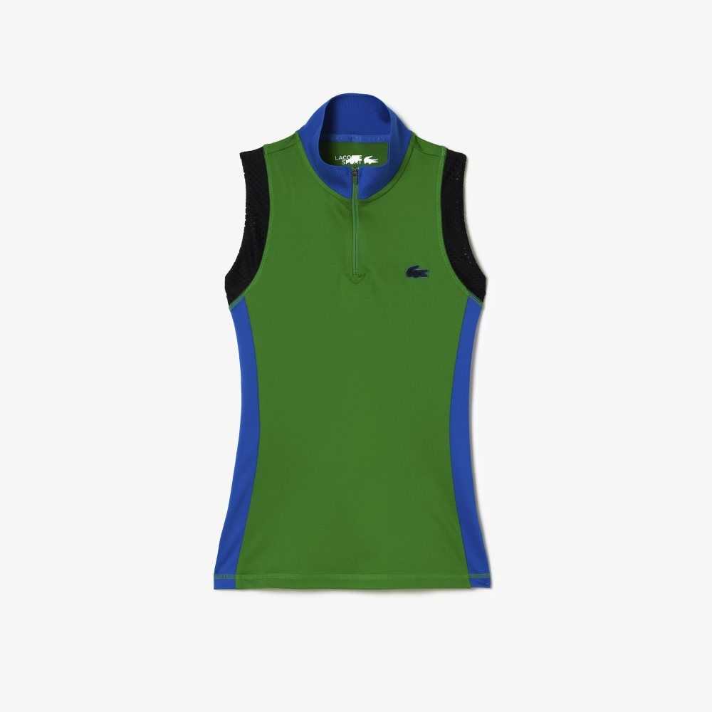 Lacoste Tennis Ermeløse Zip Neck Grønn Blå Svarte | 3194-RCGYJ