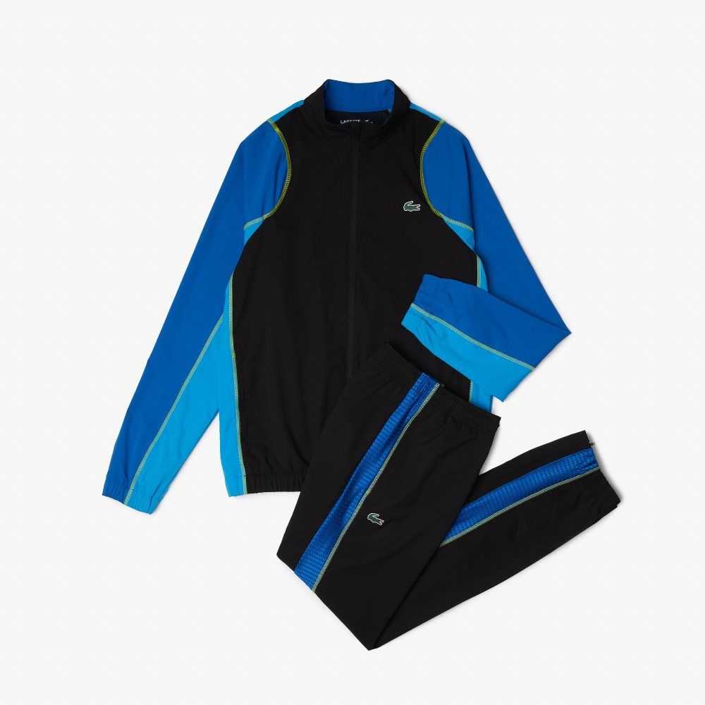 Lacoste Tennis High-Neck Jogger Set Svarte Blå Gul | 9857-VQPGW