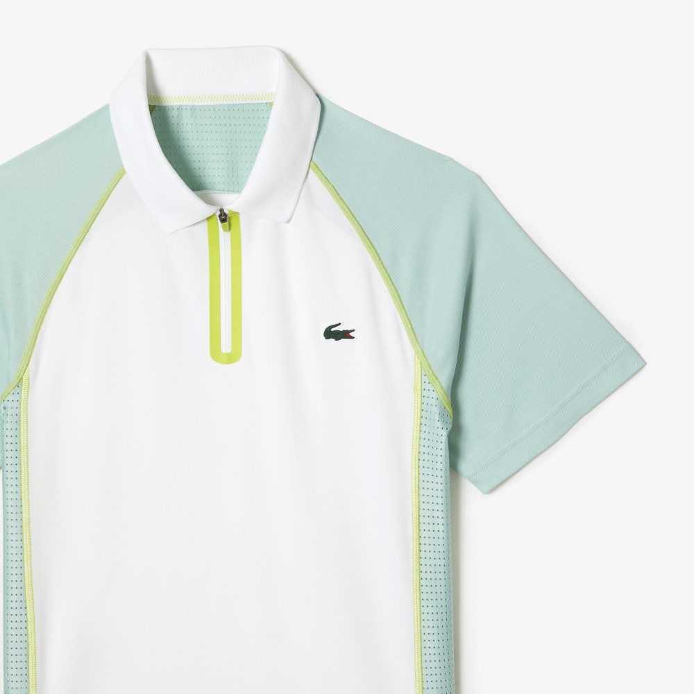 Lacoste Tennis Recycled Polyester with Ultra-Dry Teknologi Hvite Lyse Grønn Gul | 4156-HZLUQ