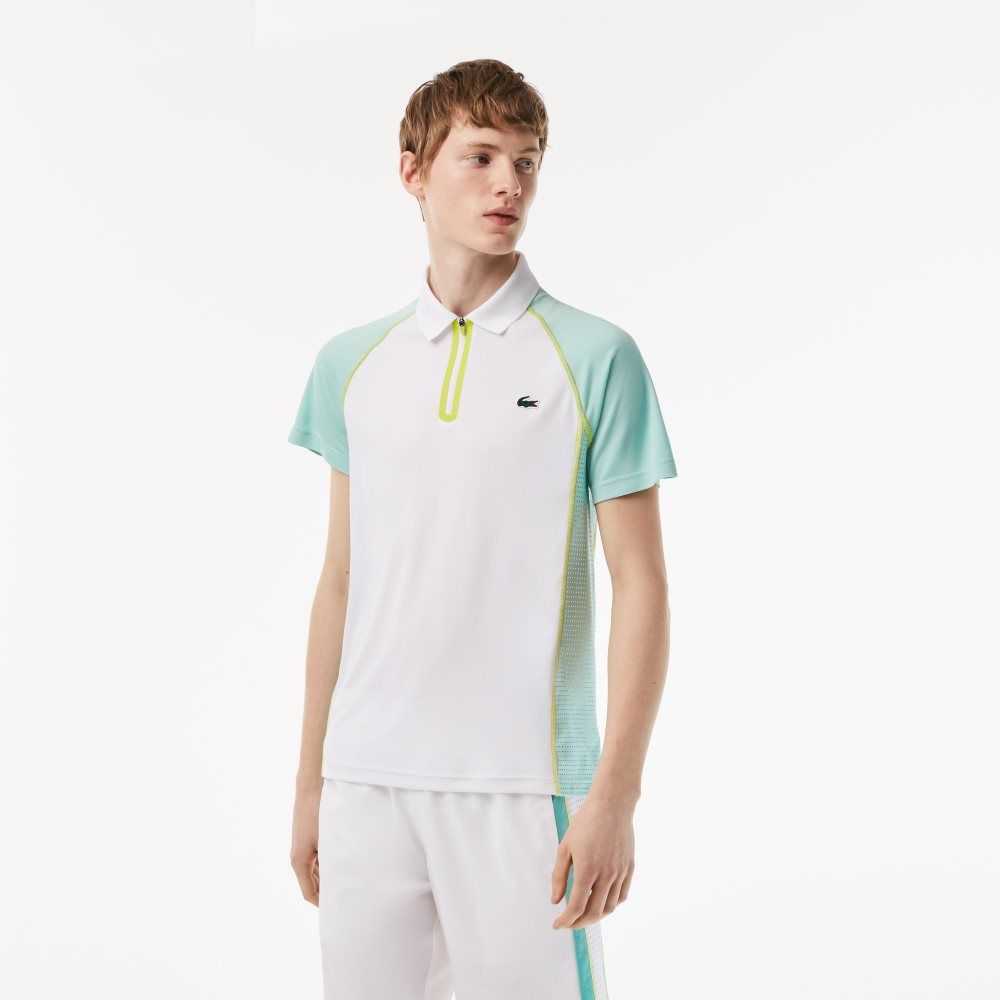 Lacoste Tennis Recycled Polyester with Ultra-Dry Teknologi Hvite Lyse Grønn Gul | 4156-HZLUQ