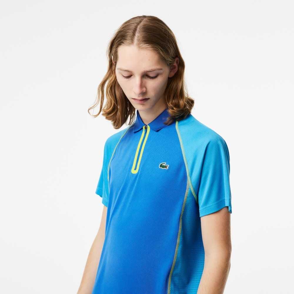 Lacoste Tennis Recycled Polyester with Ultra-Dry Teknologi Blå Gul | 6325-DPOFT