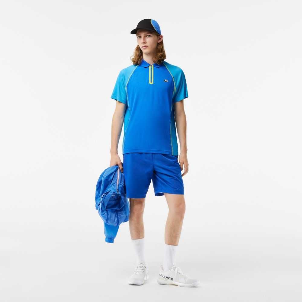 Lacoste Tennis Recycled Polyester with Ultra-Dry Teknologi Blå Gul | 6325-DPOFT