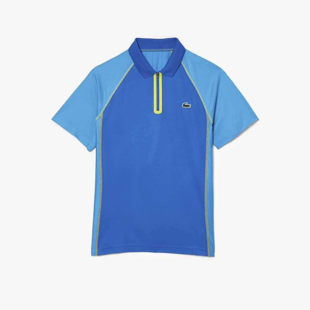 Lacoste Tennis Recycled Polyester with Ultra-Dry Teknologi Blå Gul | 6325-DPOFT