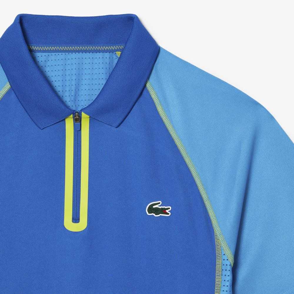 Lacoste Tennis Recycled Polyester with Ultra-Dry Teknologi Blå Gul | 6325-DPOFT